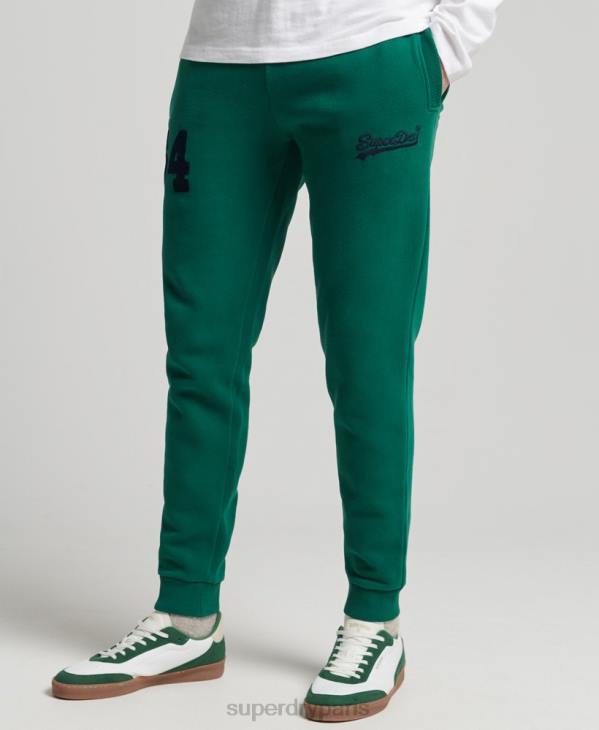 Superdry Hommes pantalon de jogging universitaire à logo vintage D64Z6385 vêtements vert