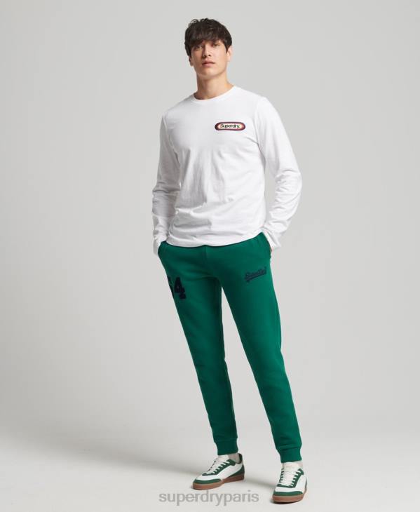 Superdry Hommes pantalon de jogging universitaire à logo vintage D64Z6385 vêtements vert