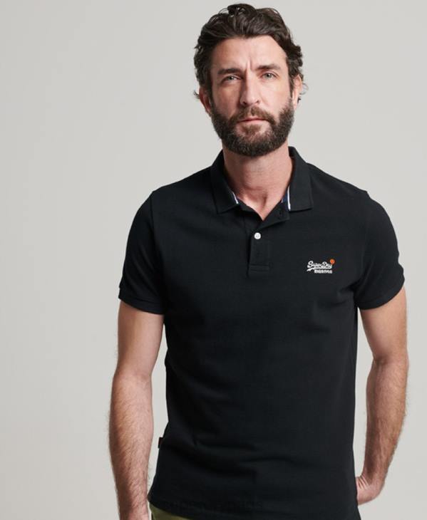 Superdry Hommes polo classique en piqué D64Z36 vêtements noir
