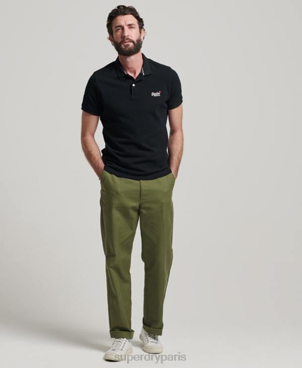 Superdry Hommes polo classique en piqué D64Z36 vêtements noir
