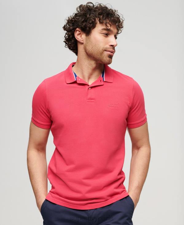 Superdry Hommes polo détruit D64Z37 vêtements rose