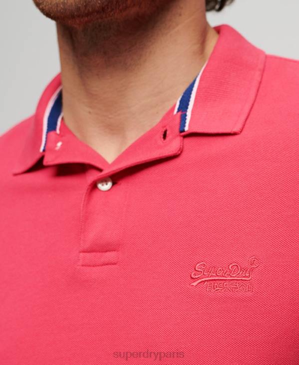 Superdry Hommes polo détruit D64Z37 vêtements rose