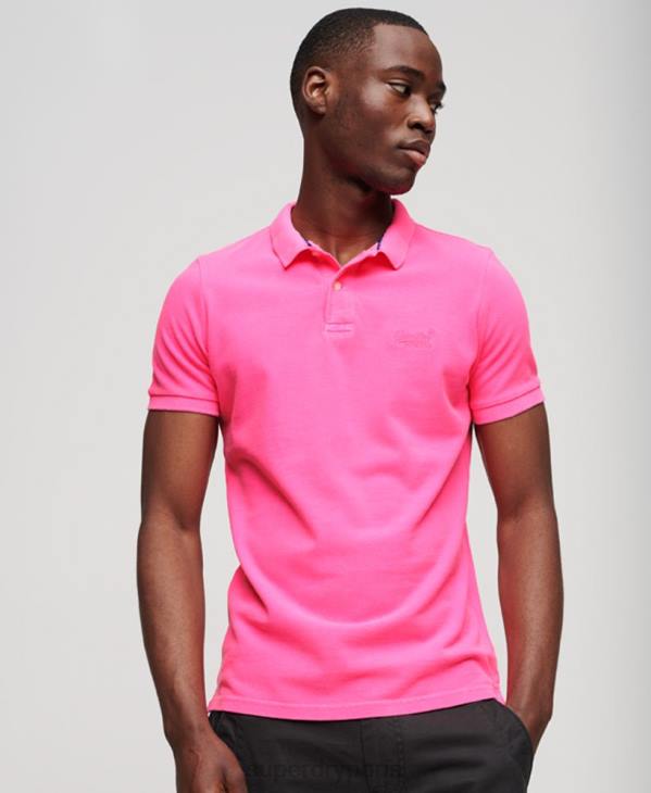 Superdry Hommes polo détruit D64Z78 vêtements rose