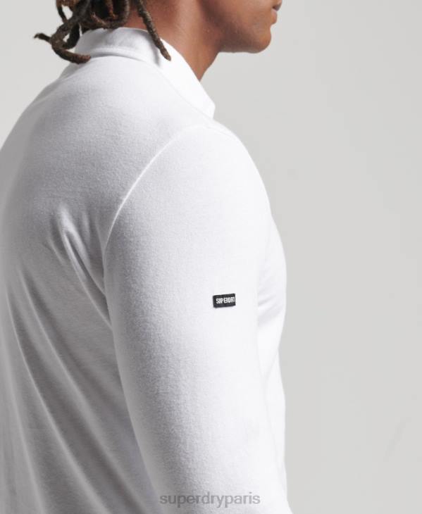 Superdry Hommes polo à manches longues en coton bio studios D64Z6461 vêtements blanc