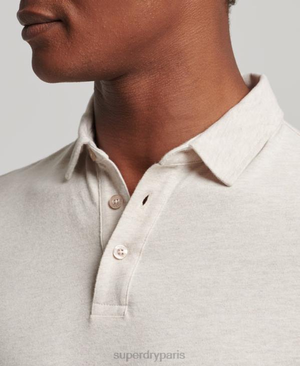 Superdry Hommes polo manches longues en jersey de coton D64Z6460 vêtements beige