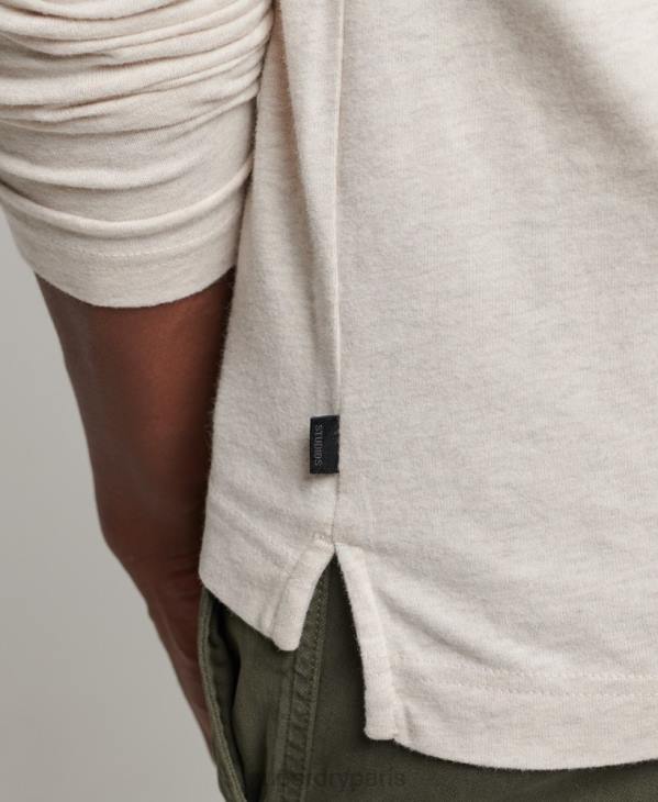 Superdry Hommes polo manches longues en jersey de coton D64Z6460 vêtements beige