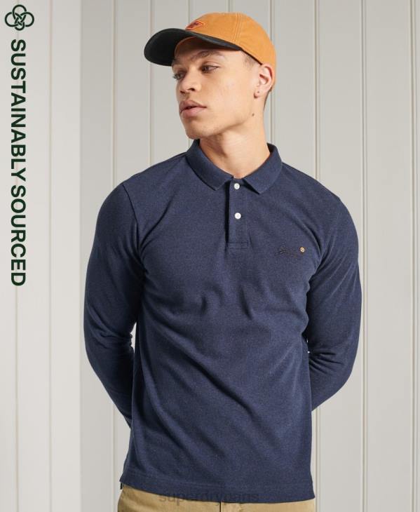 Superdry Hommes polo piqué classique en coton bio D64Z6492 vêtements marine