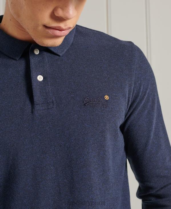 Superdry Hommes polo piqué classique en coton bio D64Z6492 vêtements marine