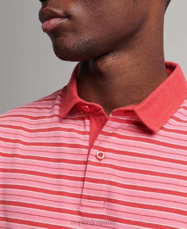 Superdry Hommes polo à rayures académiques en coton bio D64Z6501 vêtements rouge