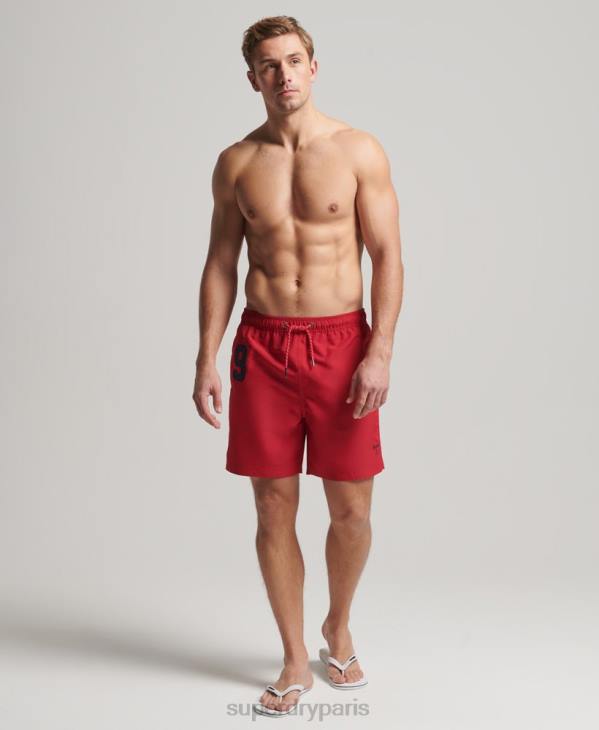 Superdry Hommes short de bain polo recyclé D64Z402 vêtements rouge