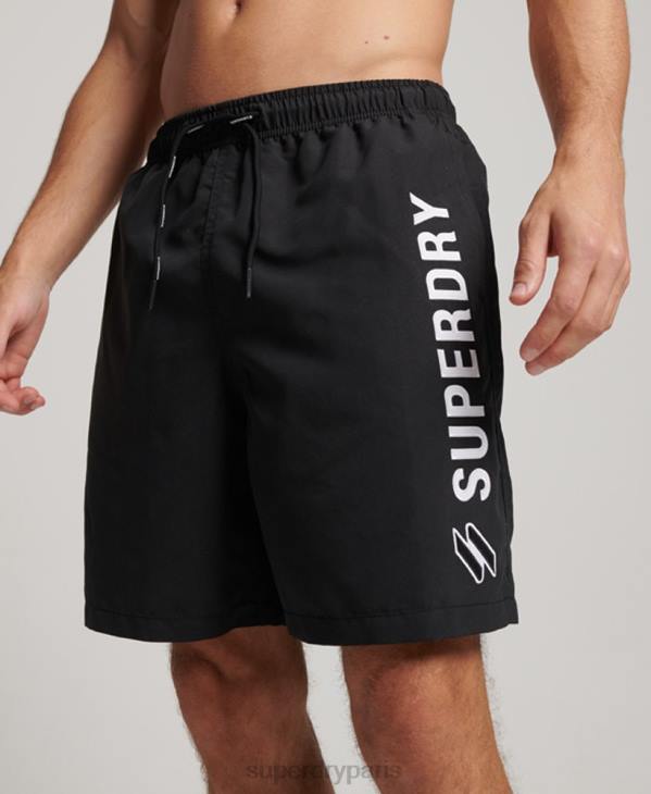 Superdry Hommes short de bain recyclé 19 pouces appliqué D64Z406 vêtements noir