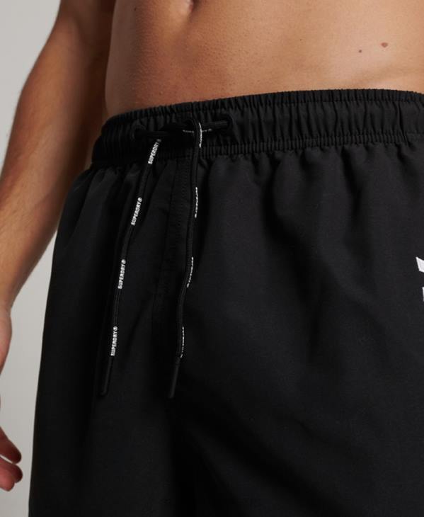 Superdry Hommes short de bain recyclé 19 pouces appliqué D64Z406 vêtements noir