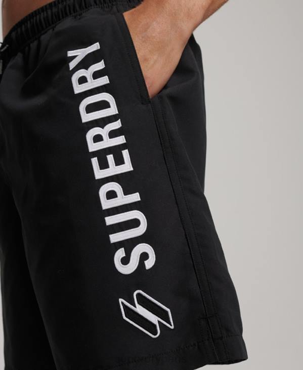 Superdry Hommes short de bain recyclé 19 pouces appliqué D64Z406 vêtements noir