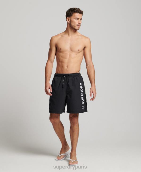Superdry Hommes short de bain recyclé 19 pouces appliqué D64Z406 vêtements noir