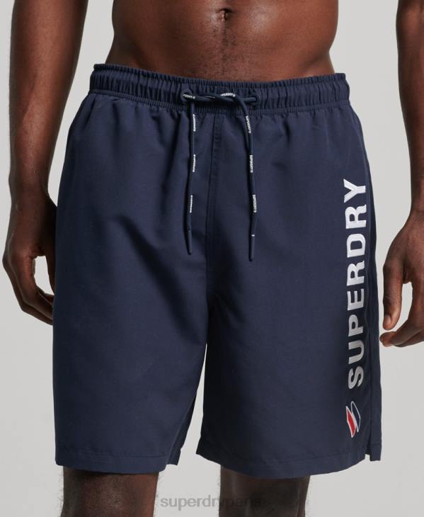 Superdry Hommes short de bain recyclé 19 pouces appliqué D64Z409 vêtements marine