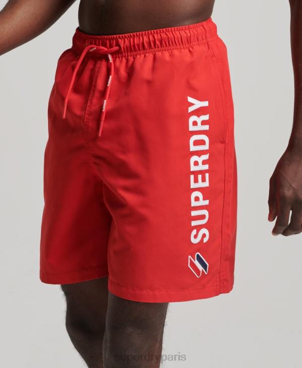 Superdry Hommes short de bain recyclé 19 pouces appliqué D64Z422 vêtements rouge