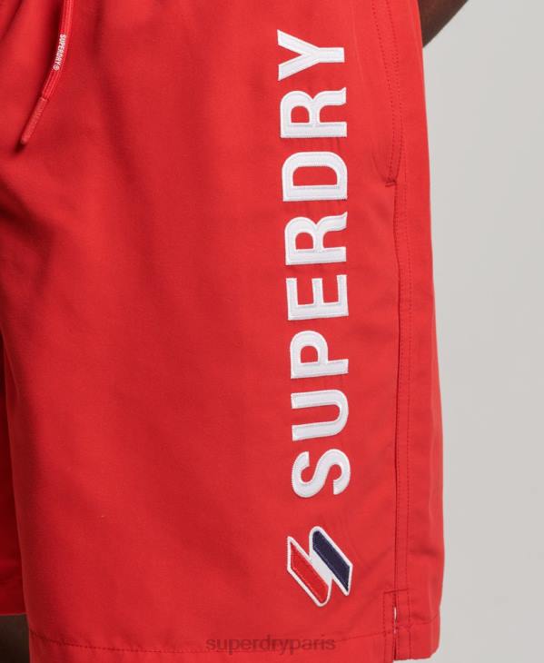 Superdry Hommes short de bain recyclé 19 pouces appliqué D64Z422 vêtements rouge
