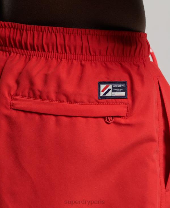 Superdry Hommes short de bain recyclé 19 pouces appliqué D64Z422 vêtements rouge