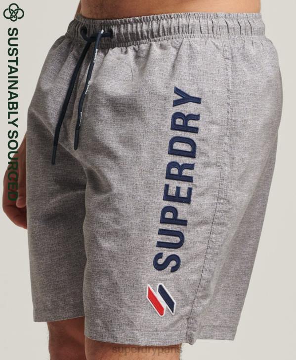 Superdry Hommes short de bain recyclé 19 pouces appliqué D64Z428 vêtements gris clair