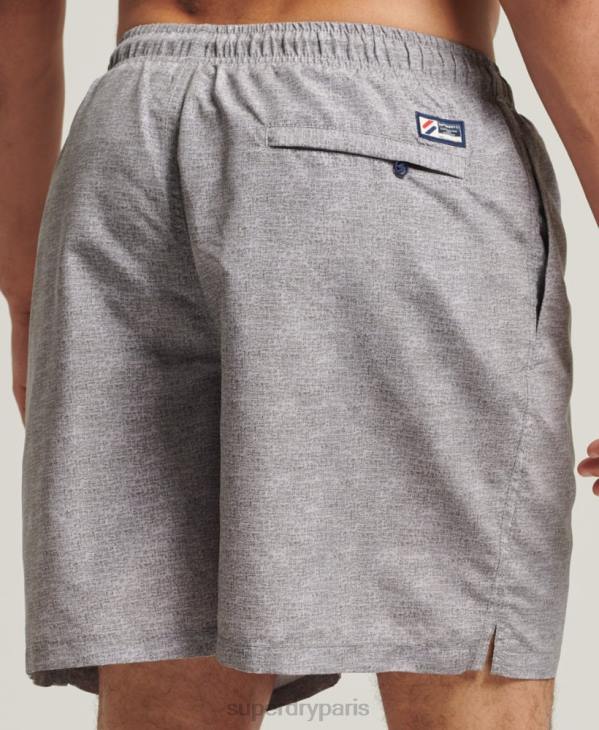 Superdry Hommes short de bain recyclé 19 pouces appliqué D64Z428 vêtements gris clair