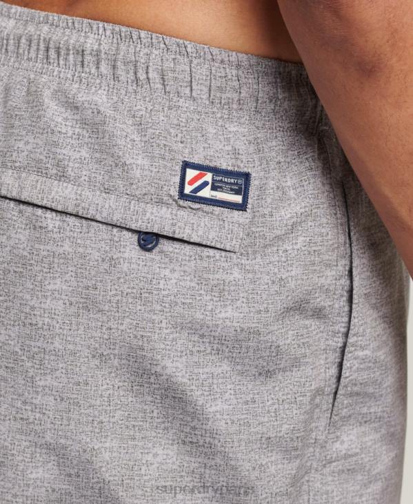 Superdry Hommes short de bain recyclé 19 pouces appliqué D64Z428 vêtements gris clair