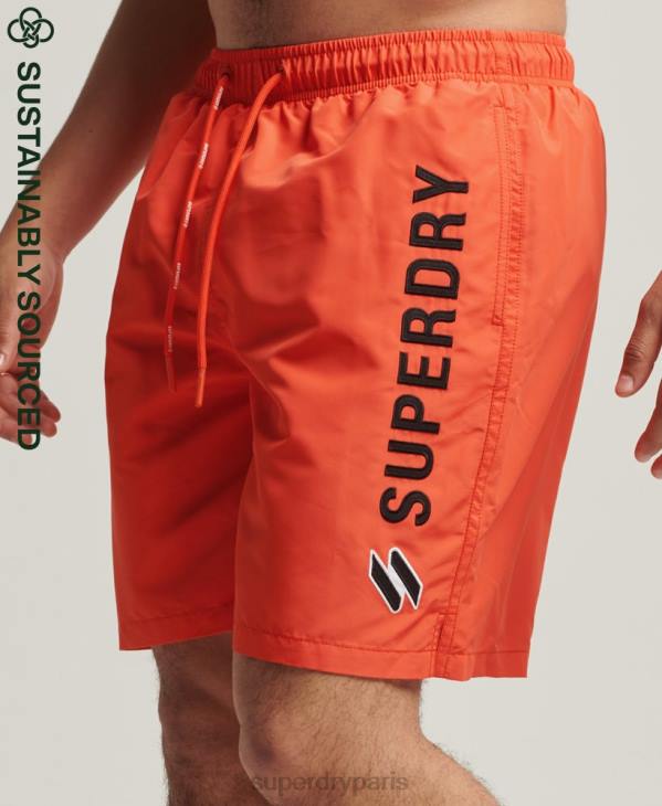 Superdry Hommes short de bain recyclé 19 pouces appliqué D64Z430 vêtements orange