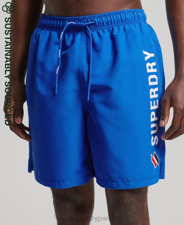 Superdry Hommes short de bain recyclé 19 pouces appliqué D64Z433 vêtements bleu