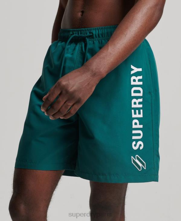 Superdry Hommes short de bain recyclé 19 pouces appliqué D64Z452 vêtements vert