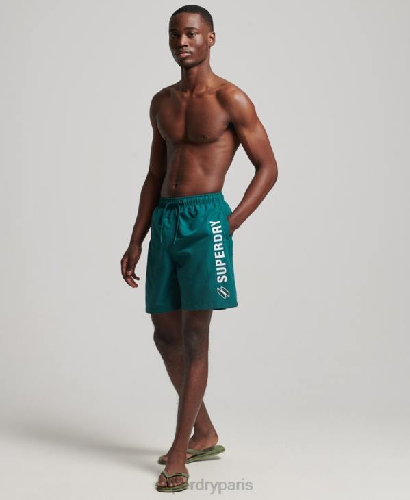 Superdry Hommes short de bain recyclé 19 pouces appliqué D64Z452 vêtements vert