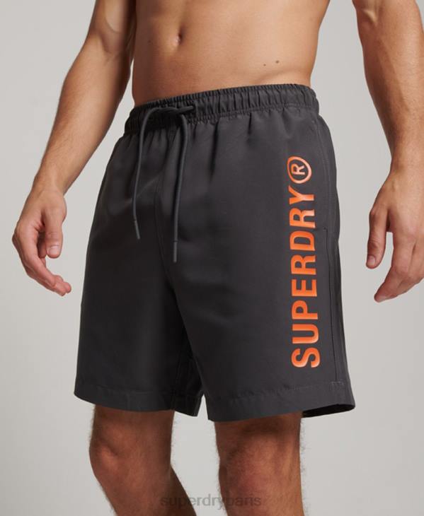 Superdry Hommes short de bain recyclé core sport 17 pouces D64Z385 vêtements gris foncé