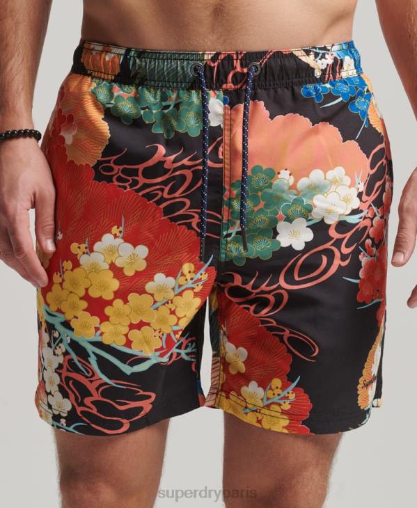 Superdry Hommes short de bain recyclé hawaïen D64Z393 vêtements rouge