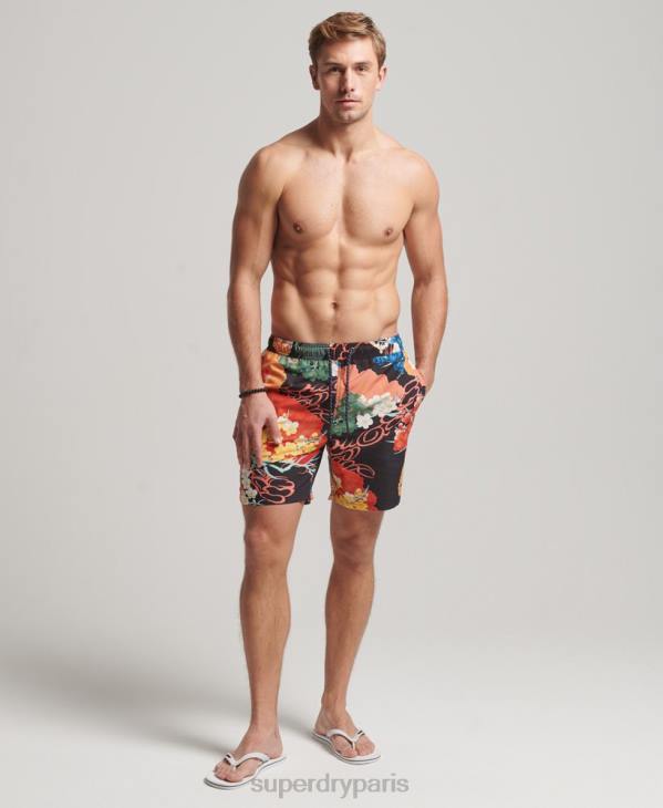 Superdry Hommes short de bain recyclé hawaïen D64Z393 vêtements rouge