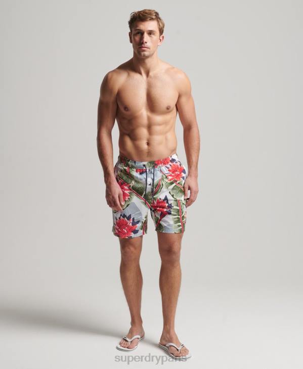 Superdry Hommes short de bain recyclé hawaïen D64Z395 vêtements blanc
