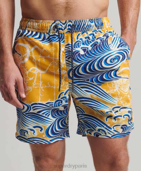 Superdry Hommes short de bain recyclé hawaïen D64Z398 vêtements jaune