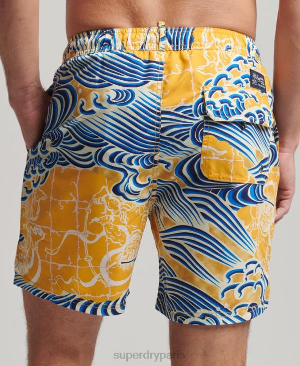 Superdry Hommes short de bain recyclé hawaïen D64Z398 vêtements jaune