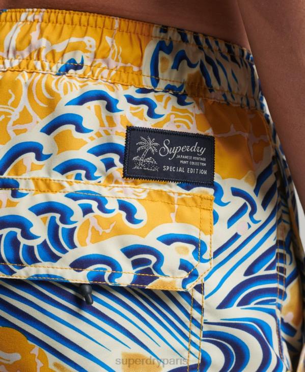 Superdry Hommes short de bain recyclé hawaïen D64Z398 vêtements jaune