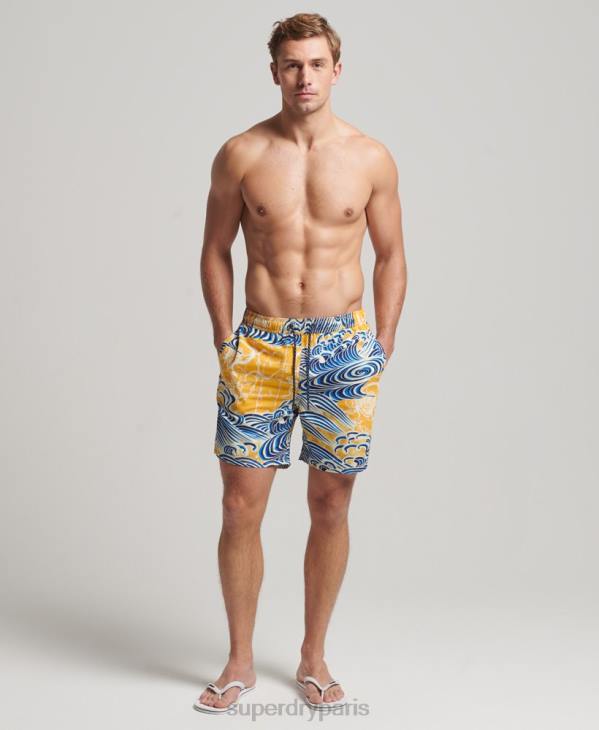 Superdry Hommes short de bain recyclé hawaïen D64Z398 vêtements jaune