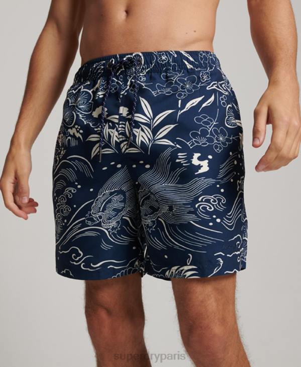 Superdry Hommes short de bain recyclé hawaïen D64Z400 vêtements bleu foncé