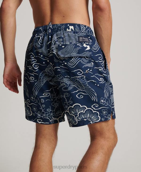 Superdry Hommes short de bain recyclé hawaïen D64Z400 vêtements bleu foncé