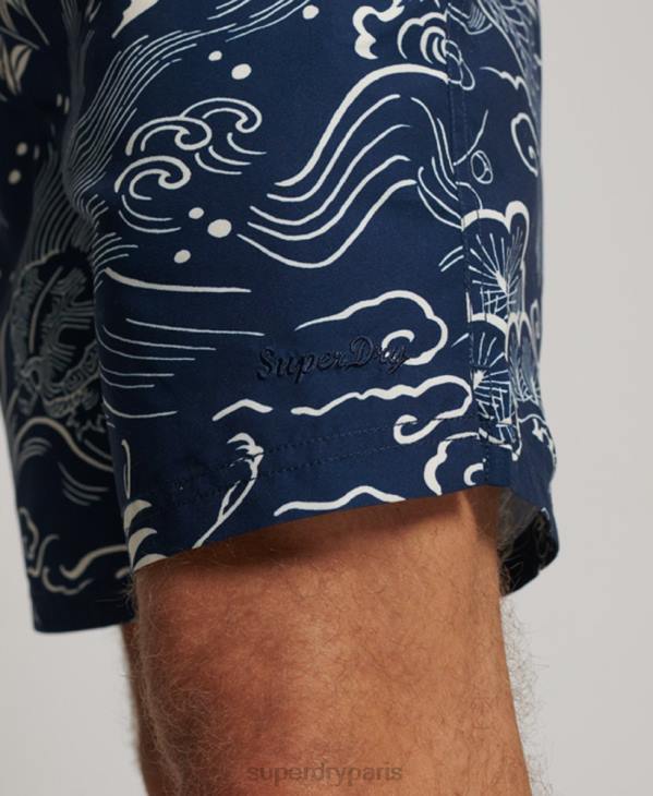 Superdry Hommes short de bain recyclé hawaïen D64Z400 vêtements bleu foncé