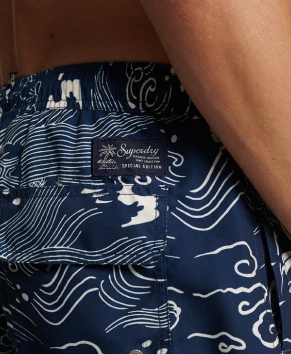 Superdry Hommes short de bain recyclé hawaïen D64Z400 vêtements bleu foncé