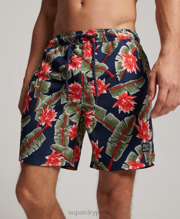 Superdry Hommes short de bain recyclé hawaïen D64Z404 vêtements marine