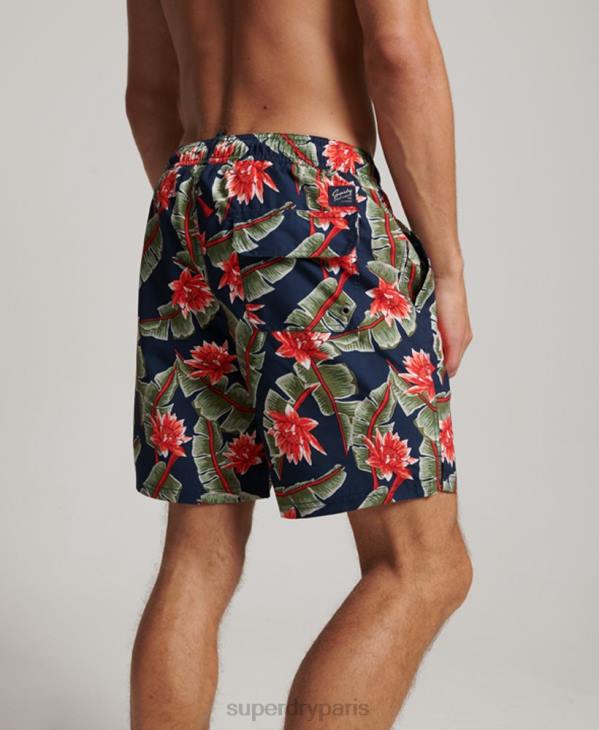 Superdry Hommes short de bain recyclé hawaïen D64Z404 vêtements marine