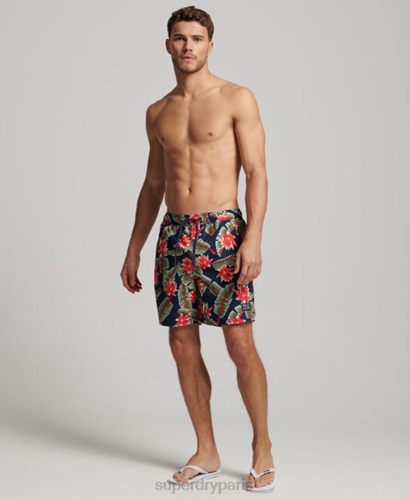 Superdry Hommes short de bain recyclé hawaïen D64Z404 vêtements marine