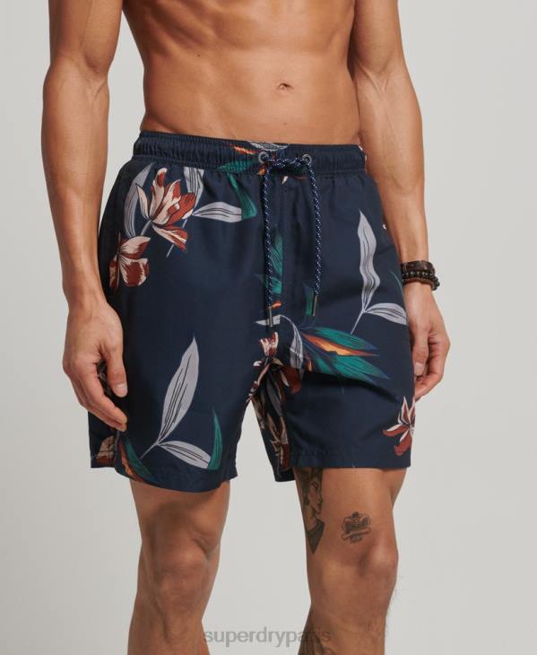 Superdry Hommes short de bain recyclé hawaïen D64Z40 vêtements marine