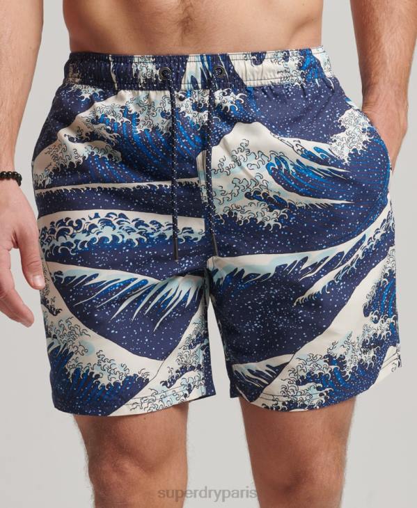 Superdry Hommes short de bain recyclé hawaïen D64Z96 vêtements bleu
