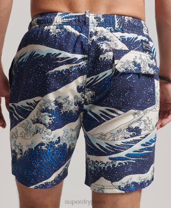 Superdry Hommes short de bain recyclé hawaïen D64Z96 vêtements bleu