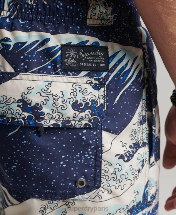 Superdry Hommes short de bain recyclé hawaïen D64Z96 vêtements bleu