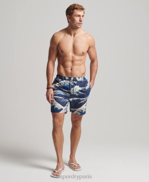 Superdry Hommes short de bain recyclé hawaïen D64Z96 vêtements bleu