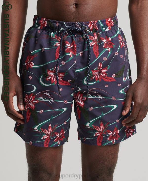 Superdry Hommes short de bain recyclé hawaïen vintage D64Z410 vêtements marine